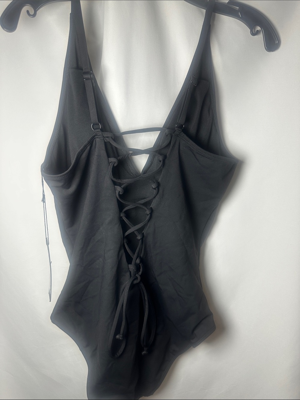 Ta3 Black plungey front Lace-Up in back One-Piece Swimsuit - Picture 2 of 4